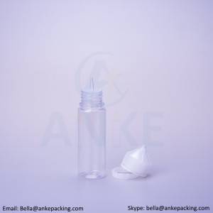 Anke-CGU-V1: 60 ml doorzichtige e-liquid fles met verwijderbare tip kan op maat gemaakte kleur
