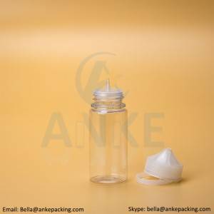 Anke-CGU-V1: Çıkarılabilir uçlu 100 ml şeffaf e-sıvı şişesi özel renk olabilir