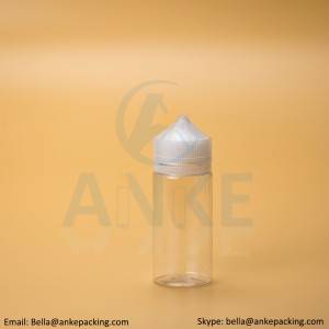 Anke-CGU-V1: 100 ml doorzichtige e-liquid fles met verwijderbare tip kan op maat worden gemaakt