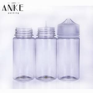 100 ml CG unicon V3 läbipaistev pudel läbipaistva lastekindla avamiskorgiga