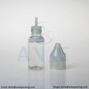 Anke-CGU-V3: 10ml clear e-liquid bottle with removable tip can custom color