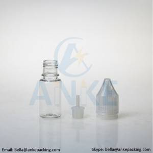 Anke-CGU-V3: Çıkarılabilir uçlu 10 ml şeffaf e-sıvı şişesi özel renk olabilir