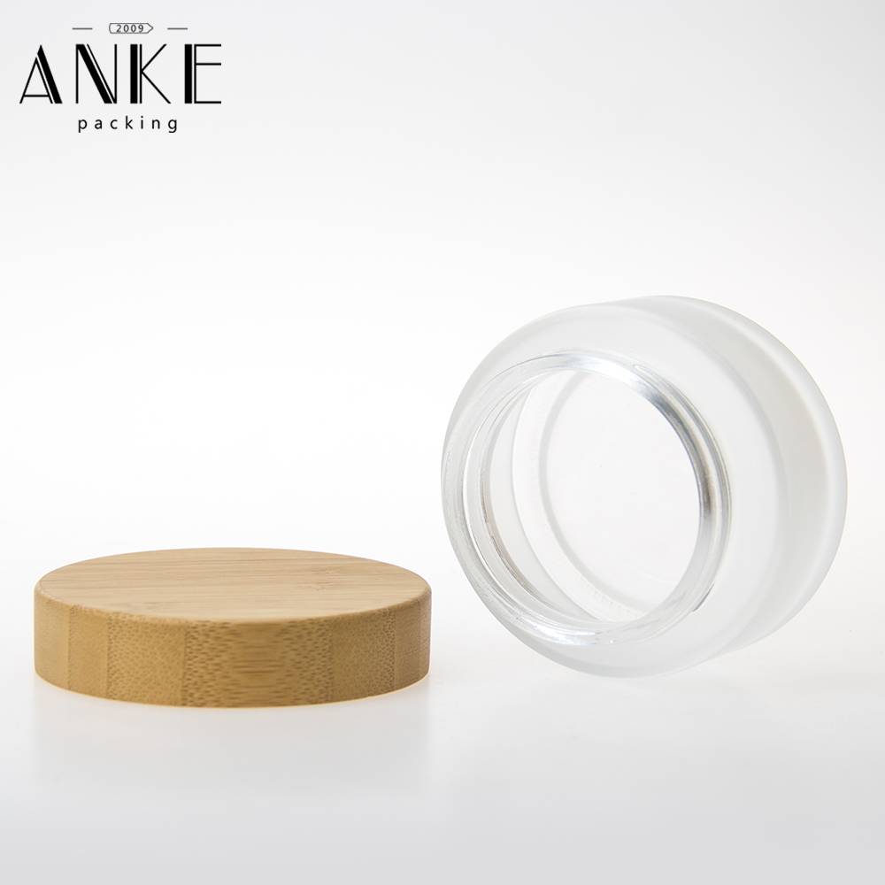 Good Quality 50/100/150/200ml Bottle -
 100g Frosted Glass Cream Jar with bamboo normal cap – Anke