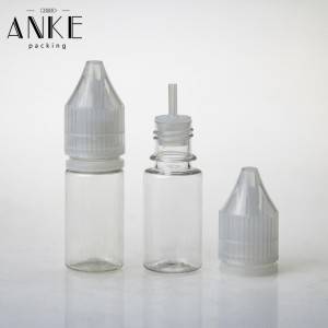 10 ml CG unicorn V3 klar PET-flaske med klare barnesikrede sabotasjelokk