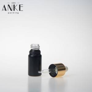 Frasco de vidro preto fosco de 10 ml com tampa anti-violação à prova de crianças