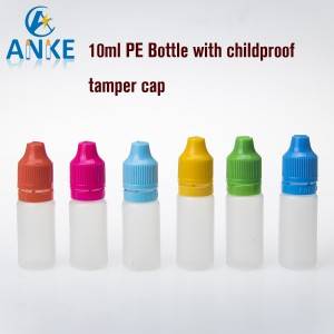 10 ml PE E liqud бутилка със защитена от деца капачка