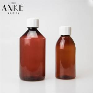 Amberkleurige PET-fles van 500 ml met witte kinderveilige verzegelde dop
