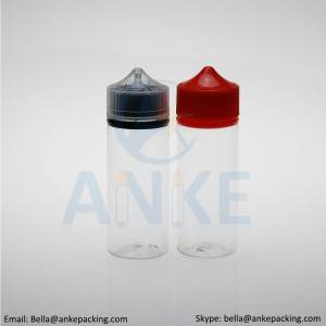 Anke-CGU-V3: 120 ml-es átlátszó e-liquid palack eltávolítható heggyel, egyedi színben