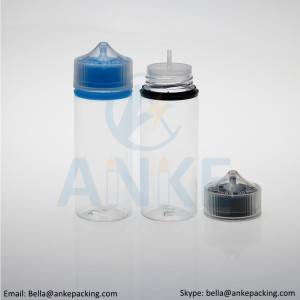Anke-CGU-V3: бутылка с прозрачной жидкостью для электронных сигарет объемом 120 мл со съемным наконечником, цвет которой может быть выбран по индивидуальному заказу.
