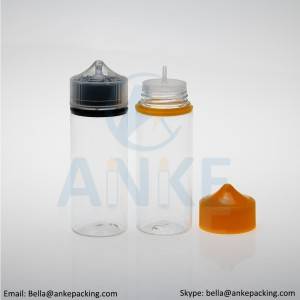 Anke-CGU-V3: 120 ml klare E-Liquid-Flasche mit abnehmbarer Spitze, kann individuell gefärbt werden