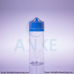 Anke-CGU-V3: 120ml clear e-liquid bottle with removable tip can custom color