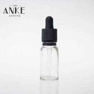 20ml transparent glass dropper bottle with childproof tamper cap