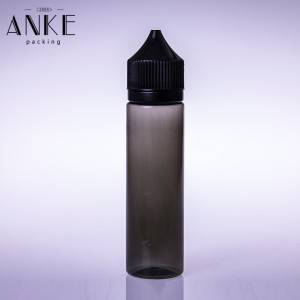 60ml CG unicorn V1 clear PET bottles with black child tamper proof caps and tips