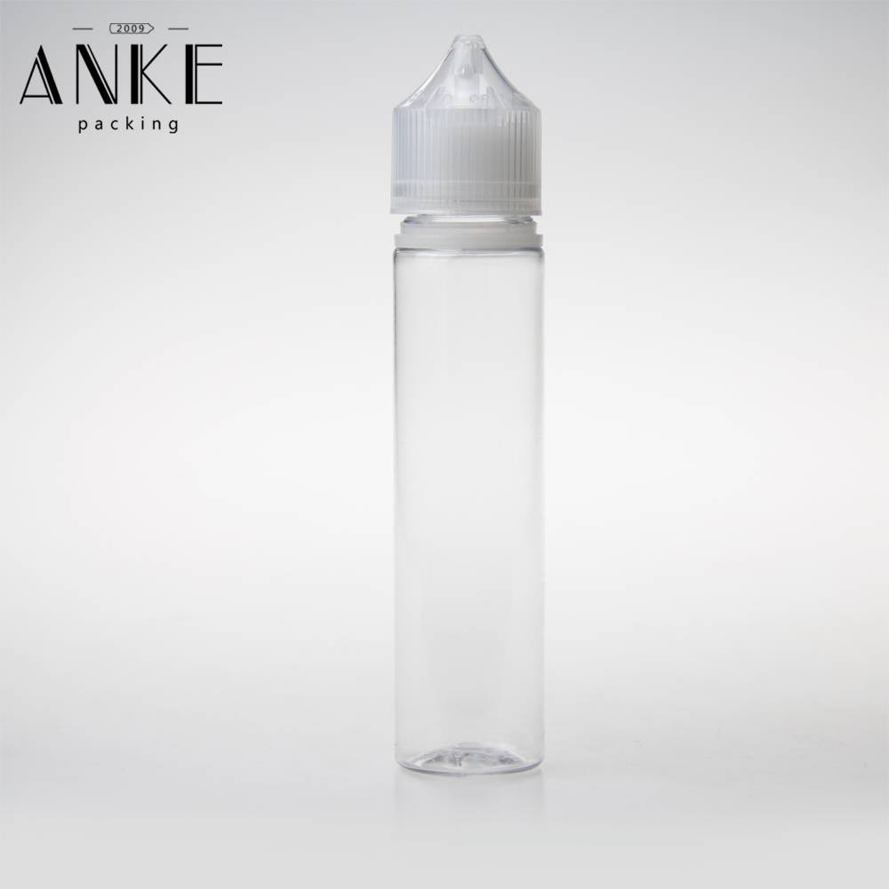Botella transparente CG unicorn V3 de 70 ml con tapón antimanipulación transparente para nenos