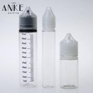 30ml CG unicorn V3 clear longer bottle with clear childproof tamper caps and tips