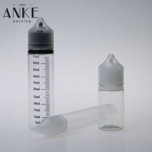 Garrafa transparente mais longa CG unicórnio V3 de 30 ml com tampas e pontas transparentes à prova de crianças
