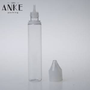30ml CG unicorn V3 clear longer bottle with clear childproof tamper caps and tips