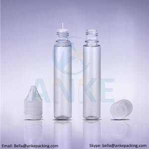 Anke-CGU-V3: 30ml clear e-liquid bottle with removable tip can custom color-tall