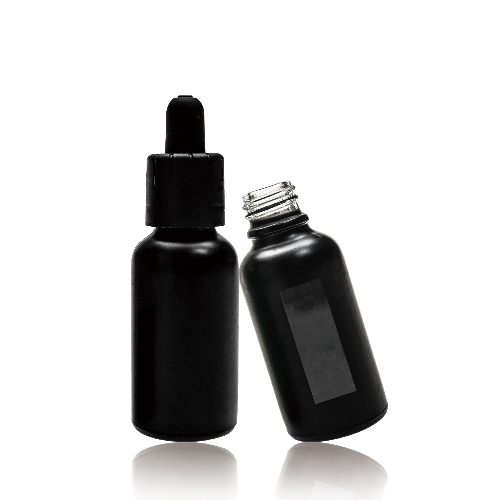 Черная стеклянная бутылка-капельница косметическая капельница эфирного масла