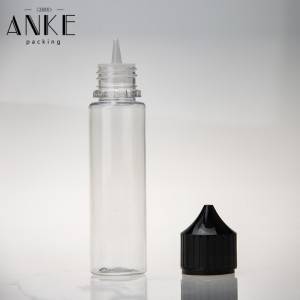 60ml CG unicorn V1 UPDATED clear PET bottles with removable tips and black child tamper proof caps