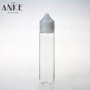 70ml CG unicorn V1 clear PET bottles with black child tamper proof caps and tips