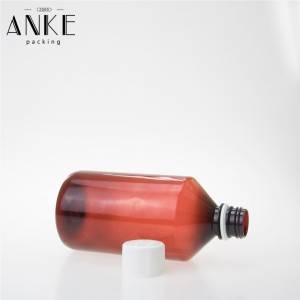 Bernsteinfarbene 500-ml-PET-Flasche mit weißem, kindersicherem Originalitätsverschluss