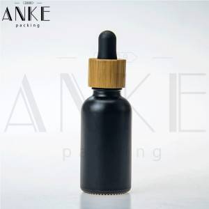 30ml CBD Black Glass Bottle with wooden color Childproof Tamper Cap