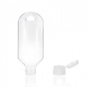 Leere 60-ml-PET-Plastikflasche mit Hakenschlüsselbund für Händedesinfektionsmittel