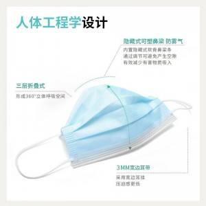 Non-woven disposable Face Mask 3ply face mask disposable with tie-on BFE>99%