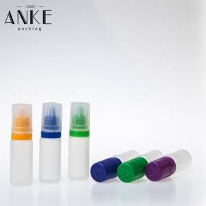 10 ml TPD3-G PE värvilised pudelid lameda lastekindla avamiskorgiga