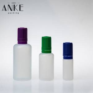 Botellas coloridas de PE TPD3-G de 10 ml con tapa plana a prueba de niños