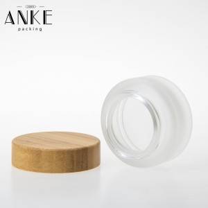 50g Frosted Glass Cream Jar with bamboo and screw cap