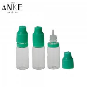 Prozirna boca od 10 ml TPD2 sa crnim poklopcem otpornim na djecu.