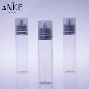 60ml CG unicorn Flat cap UPDATED clear PET bottles with removable tips and child tamper proof caps