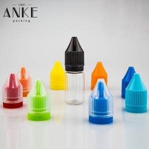 10ml CG unicorn V1 clear PET bottles with black child tamper proof caps and tips