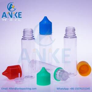 OEM China Diy E Liquid Bottle -
 ANKE-Refill-V3: 60ml PET unicorn bottles with updated caps and screw tips – Anke