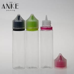 60ml CG unicorn V1 UPDATED clear PET bottles with removable tips and black child tamper proof caps