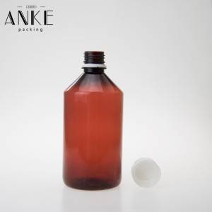 500 мл ПЭТ-бутылка янтарного цвета с белой крышкой с защитой от вскрытия для детей