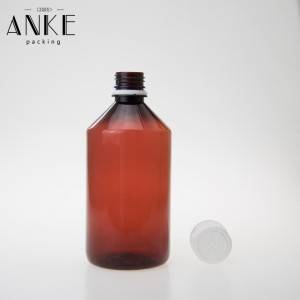 500 ml PET fľaša jantárovej farby s bielym detským bezpečnostným uzáverom