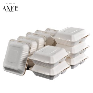 Customizable 3 Compartment Compostable Sugarcane Pulp Bagasse Food Container Lunch Box
