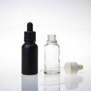 Frasco cuentagotas de vidrio de aceite de CBD negro mate de 30 ml