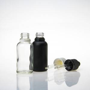 Flacon compte-gouttes en verre d'huile CBD noir mat de 30 ml