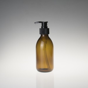 Amber Personal Care Round Glass Lotion Pump Bottle