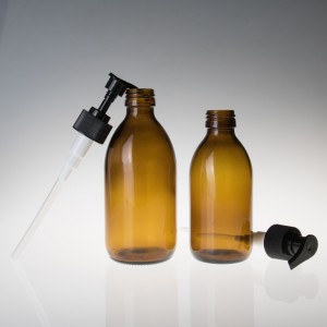 Amber Personal Care Glass Pump Bottle
