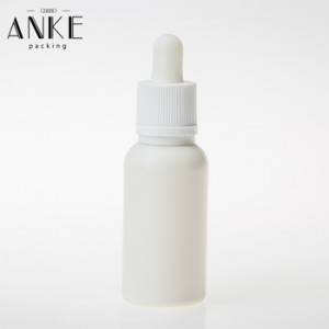 Botella de vidro mate branco de 30 ml con tapón antimanipulación para nenos
