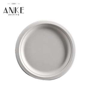 Custom Compostable White Sugarcane Pulp / Bagasse Plate – Eco-friendly and Biodegradable