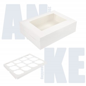 Պարզ սպիտակ Cupcake Box