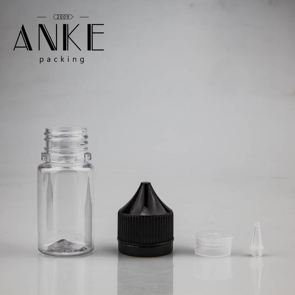 30ml CGU Refill V1 krátká jednorožcová láhev čirá lahvička s černým uzávěrem ŠROUBOVACÍ TIP