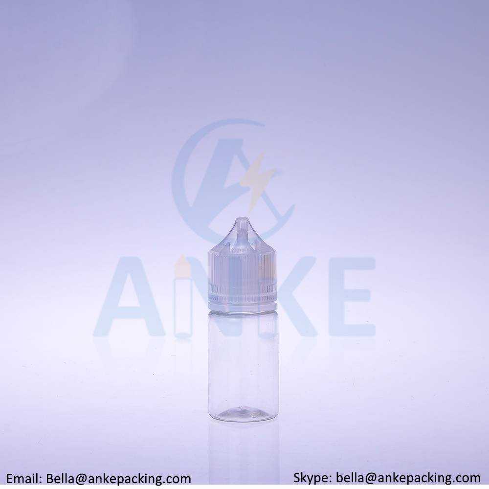 Professional Design 20mlcosmetic Bottle -
 Anke-CGU-V3: 30ml clear e-liquid bottle with removable tip can custom color – Anke