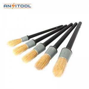 wooden handle 3 pieces car detail brushes